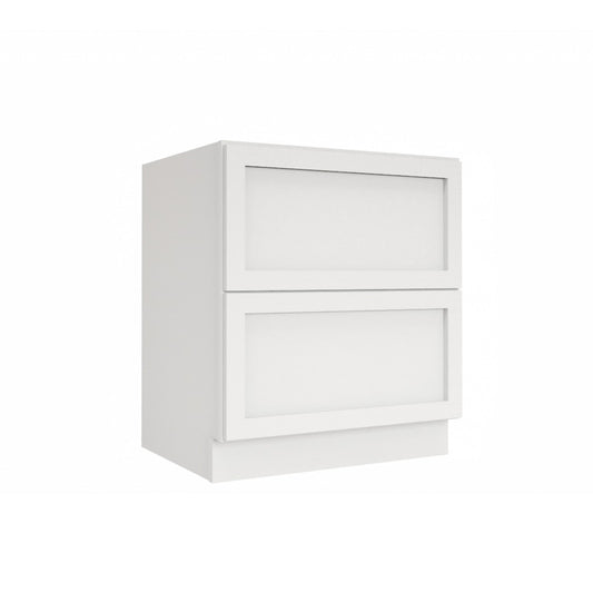 Clearance White Shaker Base Cabinets With 2 Deep Drawers 24" - 36"