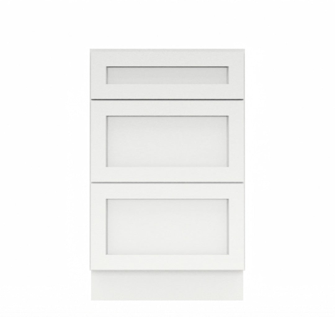 Clearance White Shaker Base Cabinets With 3 Drawers 12" - 36"