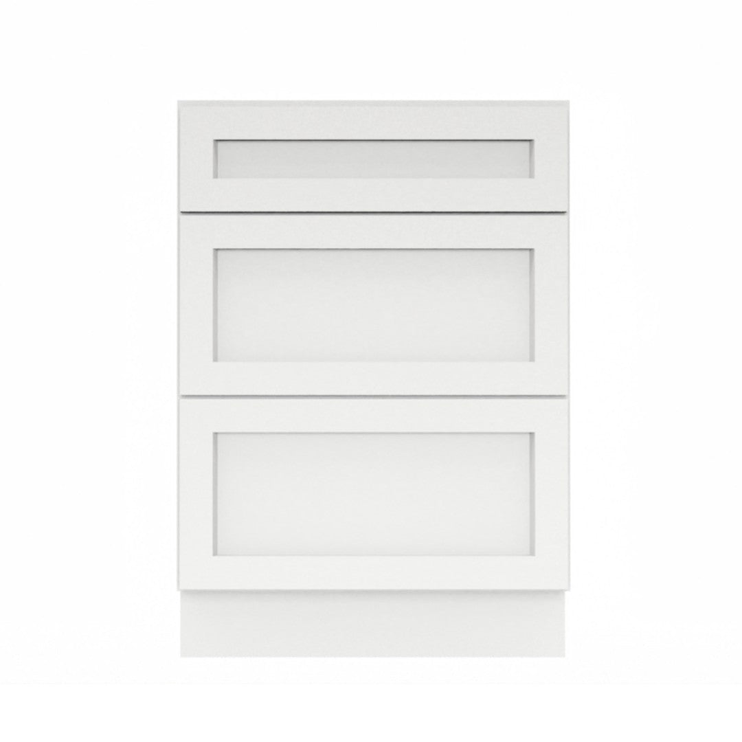 Clearance White Shaker Base Cabinets With 3 Drawers 12" - 36"