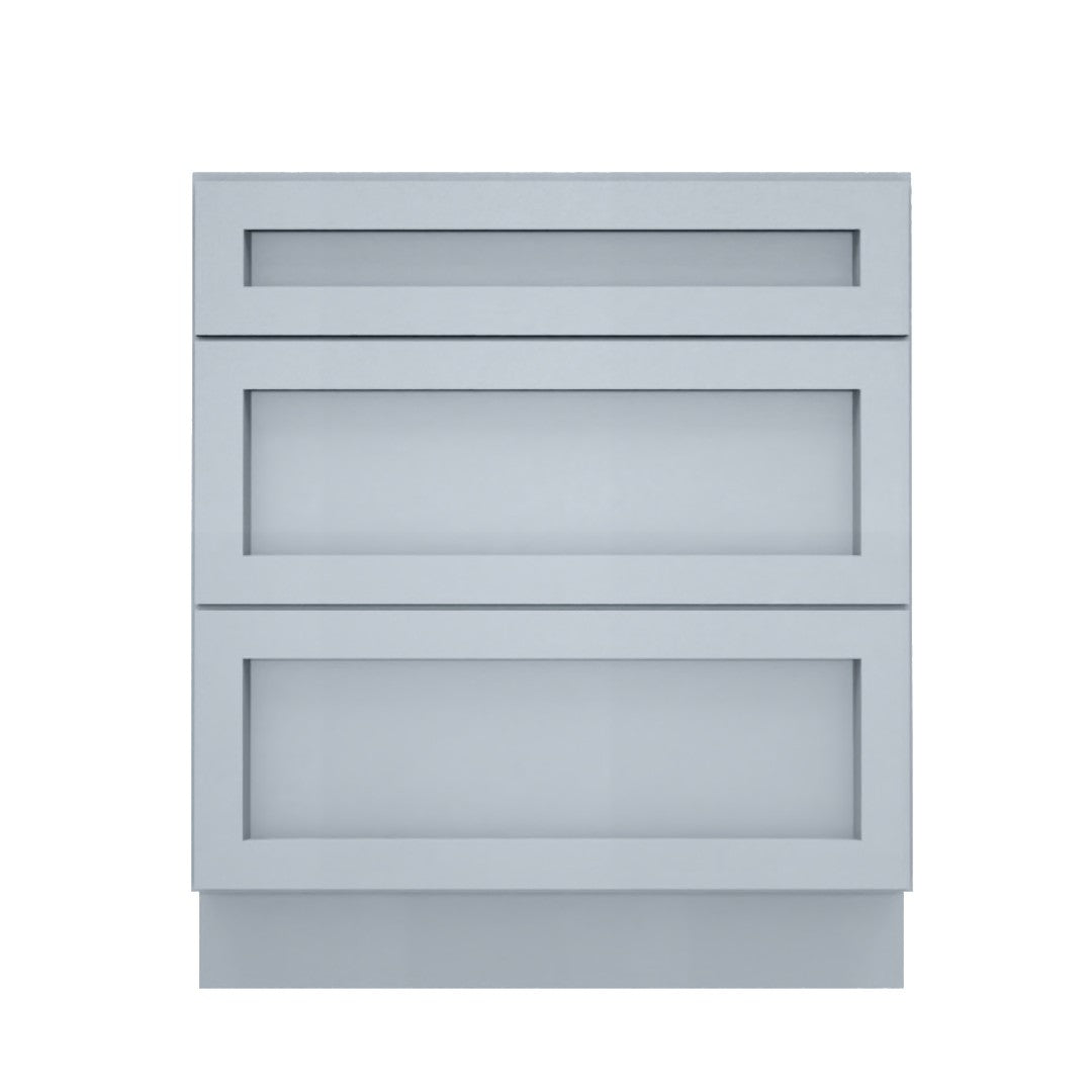 Clearance Gray Shaker Base Cabinets With 3 Drawers 12" - 36"