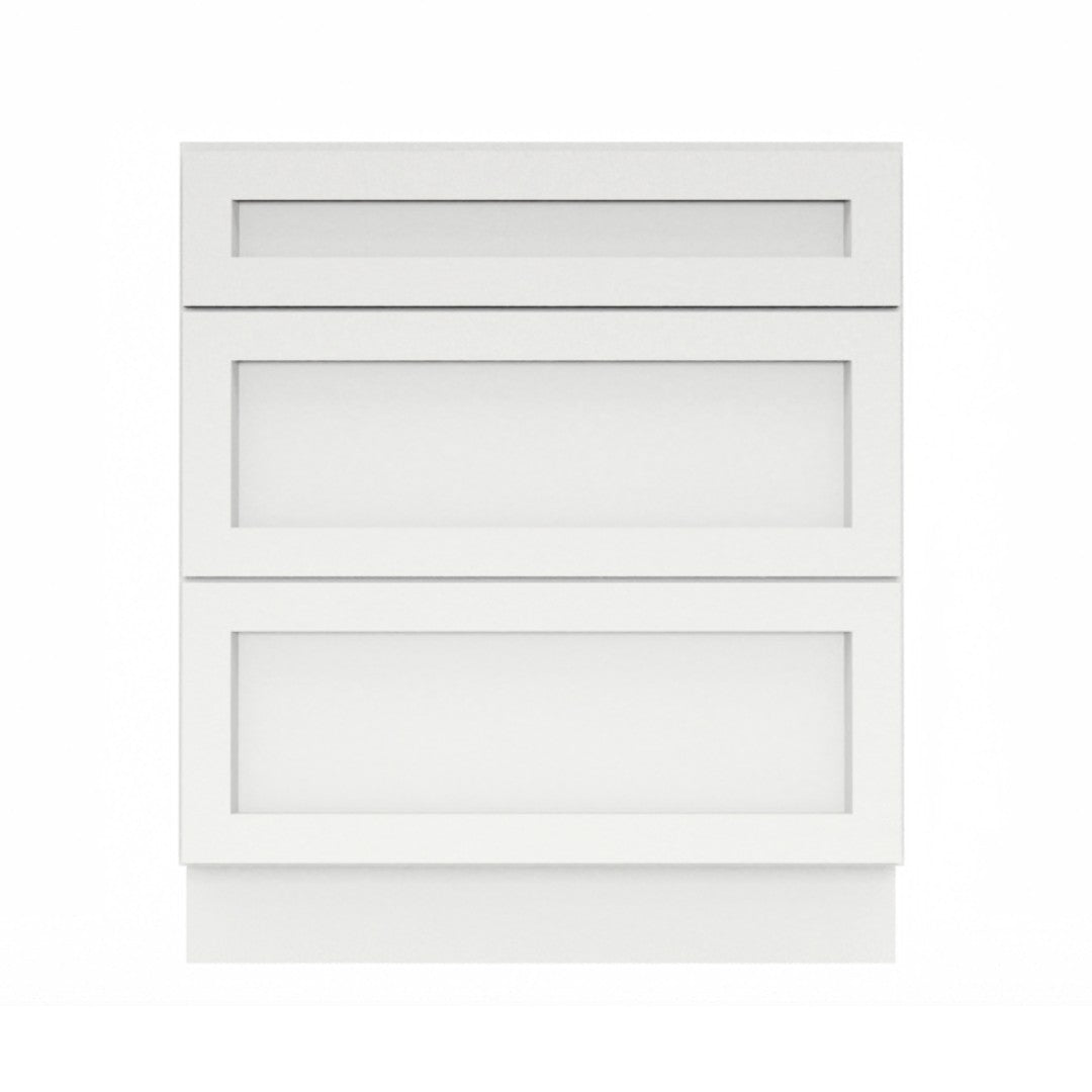 Clearance White Shaker Base Cabinets With 3 Drawers 12" - 36"