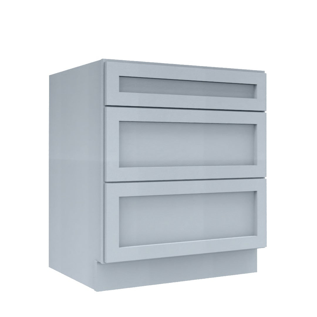 Clearance Gray Shaker Base Cabinets With 3 Drawers 12" - 36"