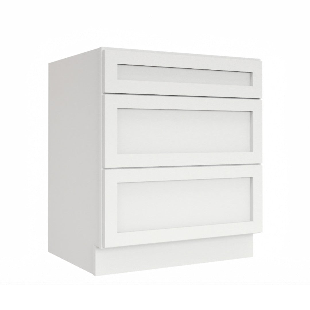 Clearance White Shaker Base Cabinets With 3 Drawers 12" - 36"
