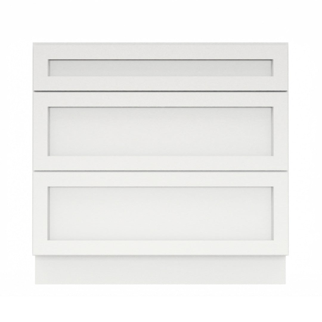 Clearance White Shaker Base Cabinets With 3 Drawers 12" - 36"