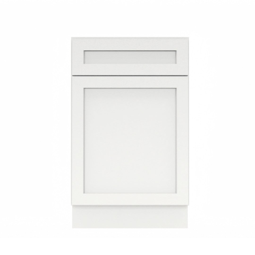 Clearance White Shaker Base Cabinets 12" - 21" - One door / One drawer
