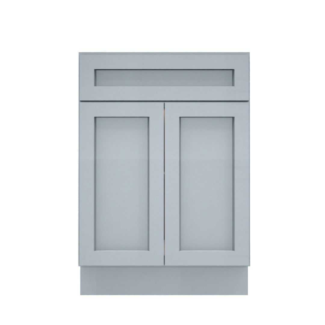 Clearance Gray Shaker Base cabinets 24" - 27" - Two doors / One drawer