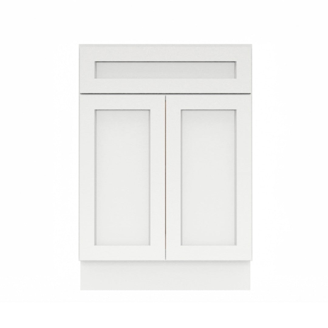 Clearance White Shaker Base cabinets 24" - 27" - Two doors / One drawer