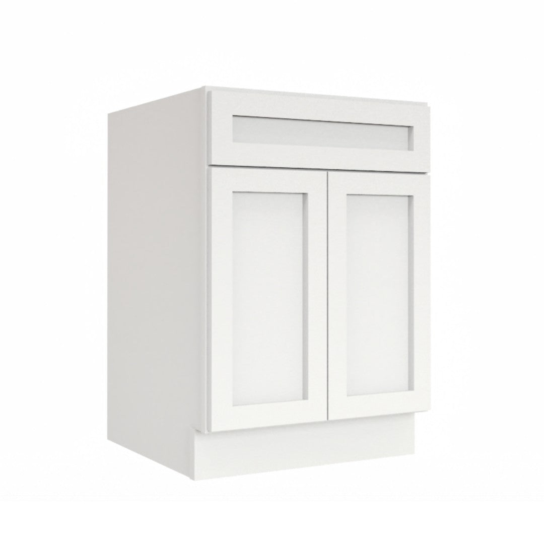 Clearance White Shaker Base cabinets 24" - 27" - Two doors / One drawer