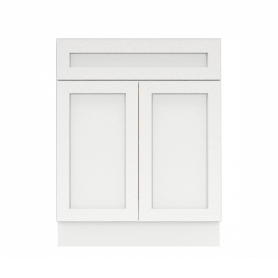 Clearance White Shaker Base cabinets 24" - 27" - Two doors / One drawer