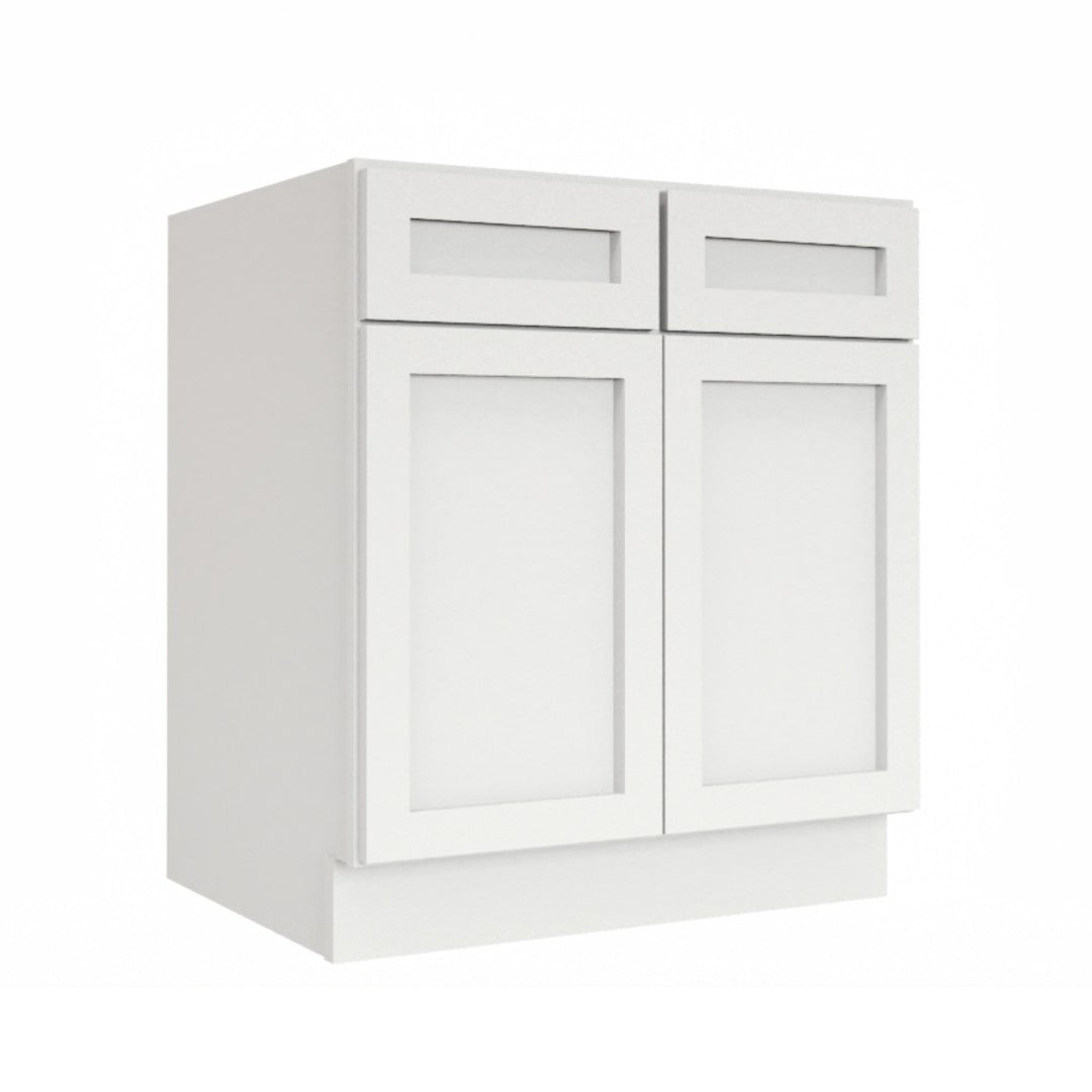 Clearance White Shaker Base cabinet 30" - 48" - Two doors / Two drawers