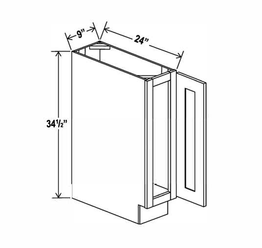 Clearance White Shaker Base Cabinet 9"