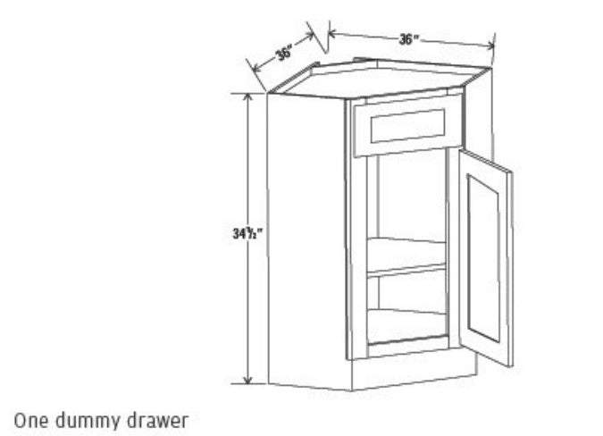 Clearance White Shaker Corner Sink Base Cabinet 36"