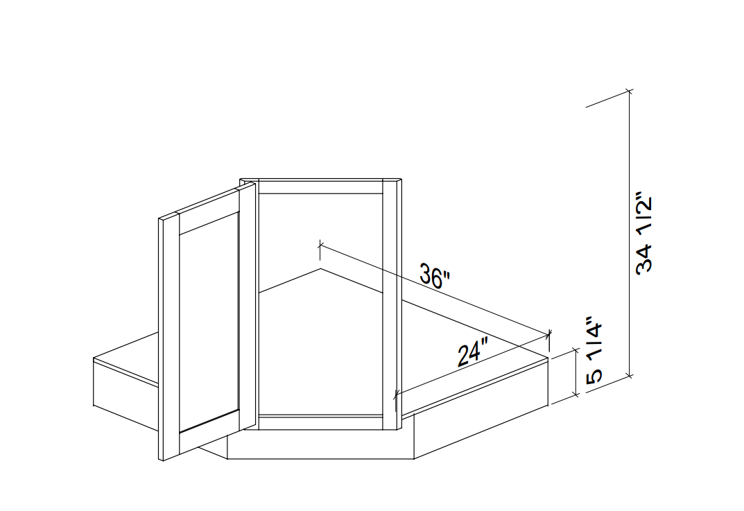 White Slim Shaker Corner Sink Base