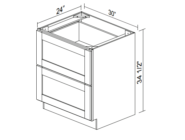 White Rift Oak Shaker Base cabinet with 2 drawers 30" - Pots and pans