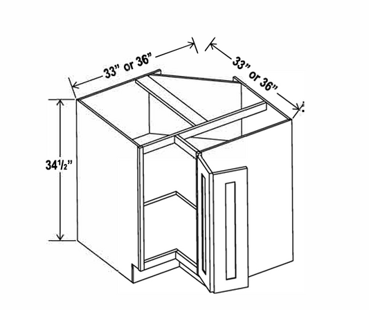 Clearance White Shaker Base Corner Easy Reach Cabinet 33"-36"