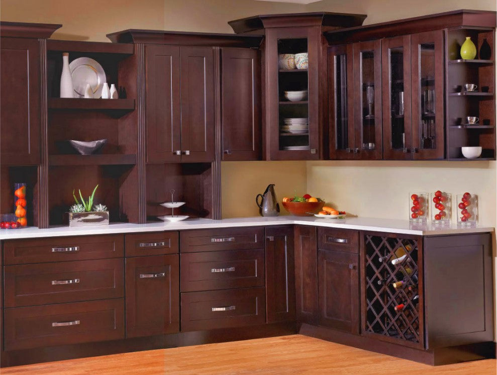 Espresso Shaker Microwave Wall Open Shelf Cabinet