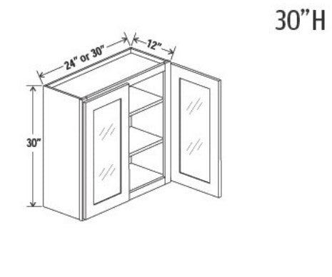 Golden Birch Shaker Wall Cabinets With Glass - 30" Tall