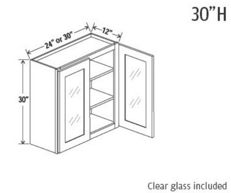 Espresso Shaker Wall Cabinets With Glass - 30" Tall