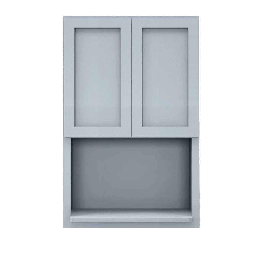 Clearance Gray Shaker Microwave Wall Open Shelf Cabinet