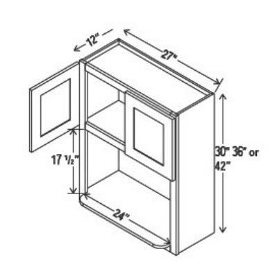 Golden Birch Shaker Microwave Wall Open Shelf Cabinet