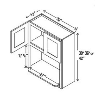 Golden Birch Shaker Microwave Wall Open Shelf Cabinet