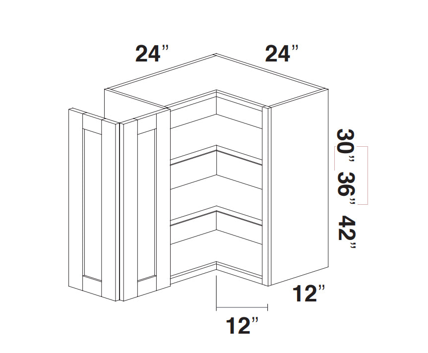 Espresso Shaker Wall Pie Cut Corner Cabinet (Easy Reach)