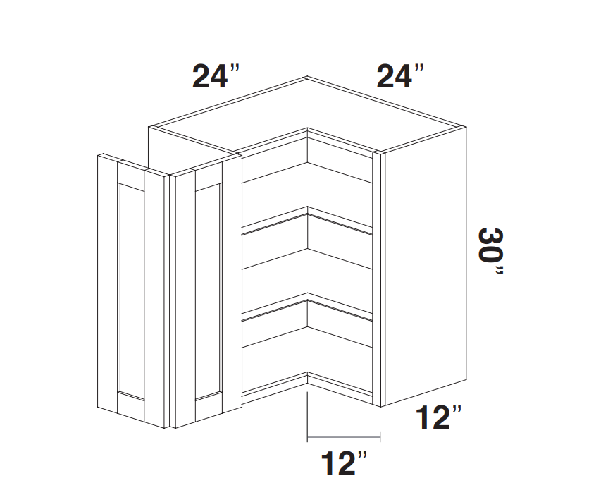 White Slim Shaker Wall Pie Cut Corner Cabinet
