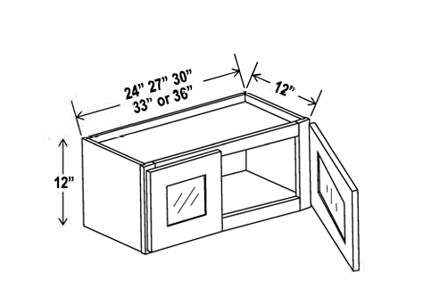 Espresso Shaker Wall Cabinets With Glass Doors - 12" Tall