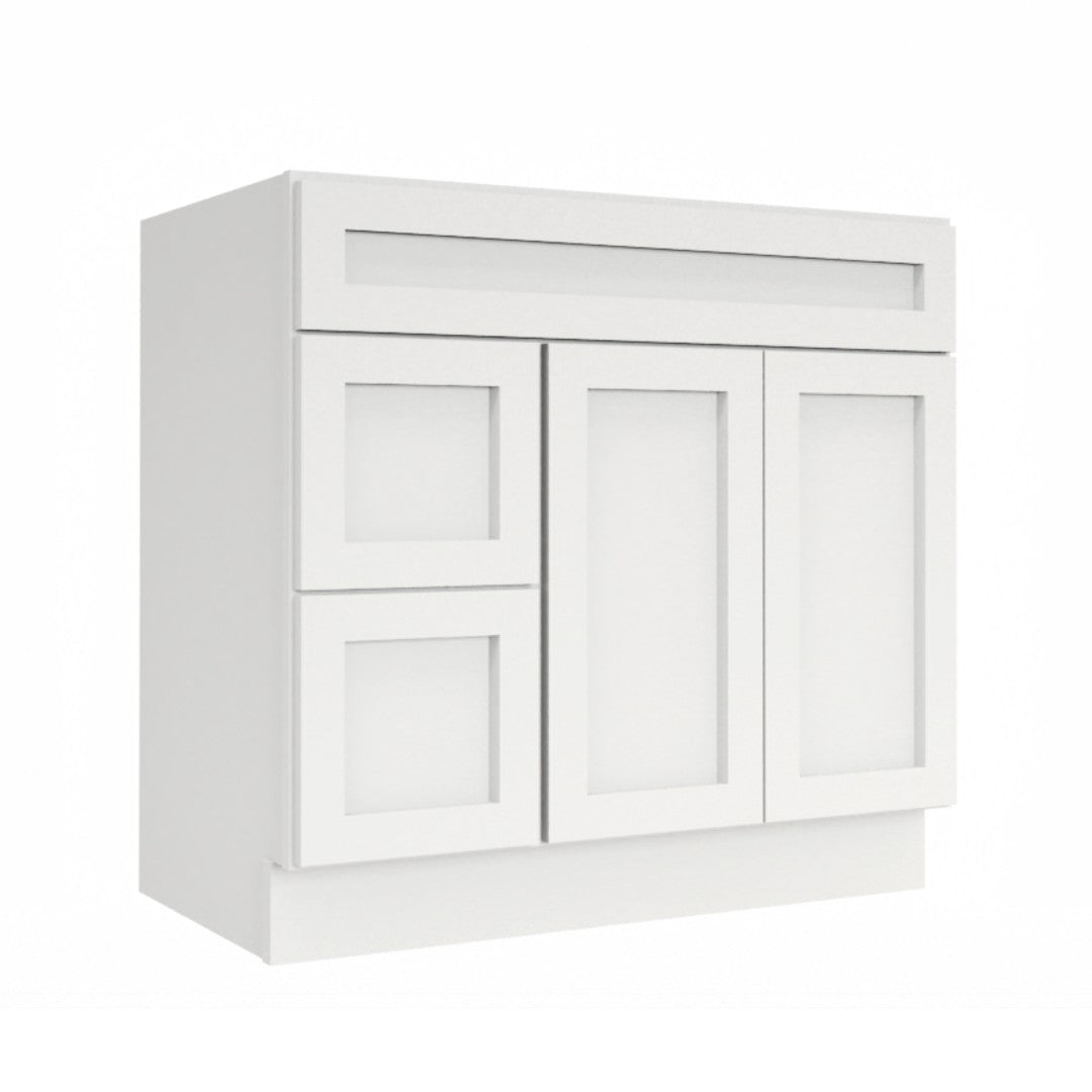 Clearance White Shaker Vanity Sink Base 36" Wide With Two Drawers on Side