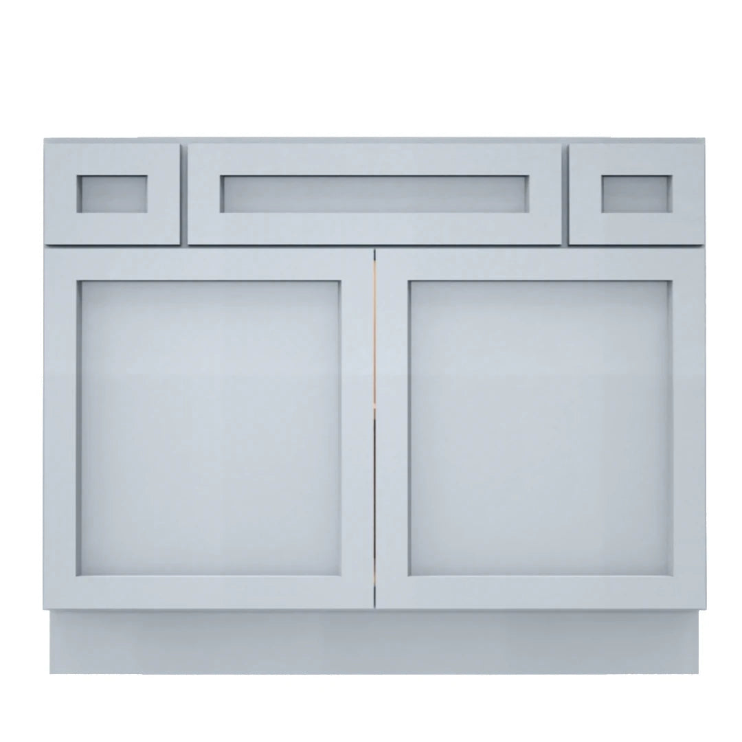Clearance Gray Shaker Vanity Sink Base 36"-48" Wide With Two Drawers on Top