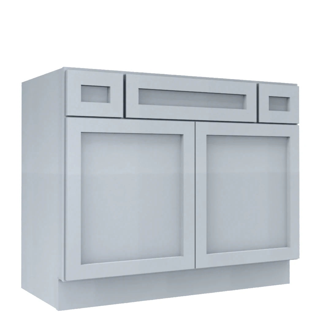 Clearance Gray Shaker Vanity Sink Base 36"-48" Wide With Two Drawers on Top