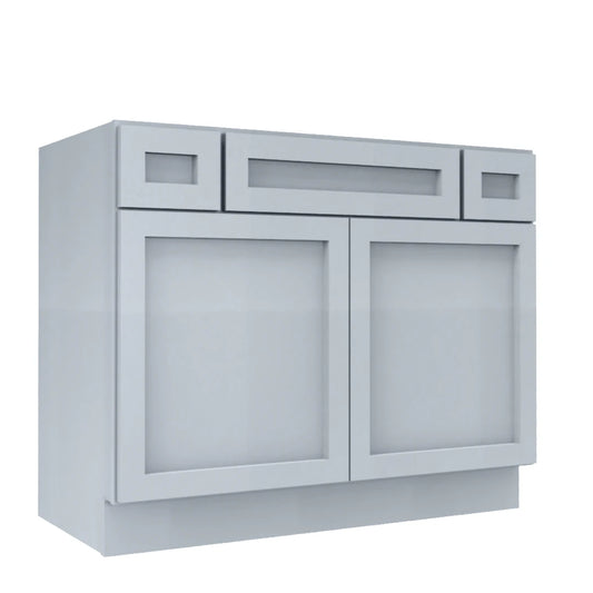 Clearance Gray Shaker Vanity Sink Base 36"-48" Wide With Two Drawers on Top