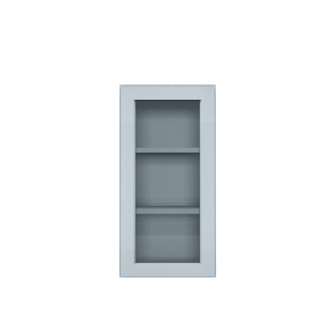 Clearance Gray Shaker Wall Cabinets With Glass - 30" Tall