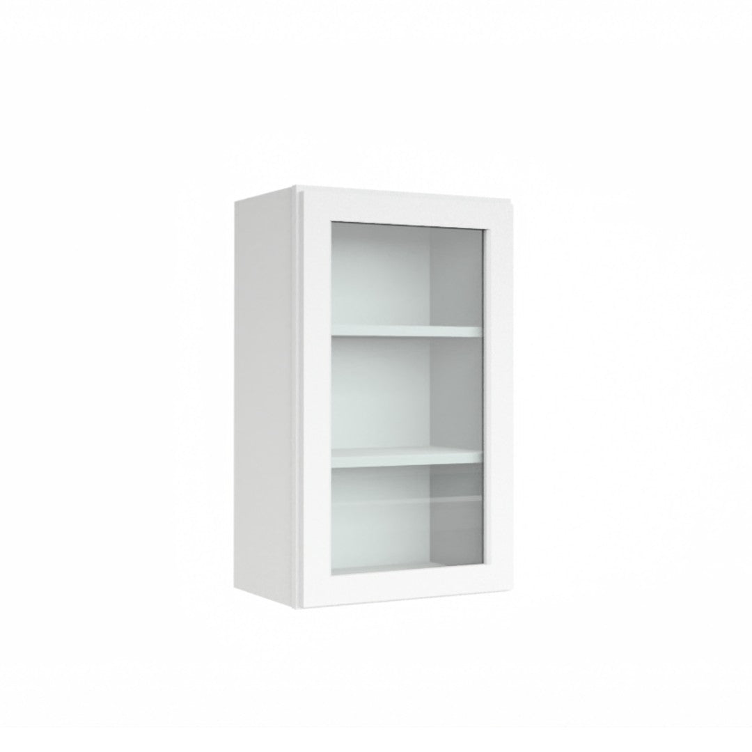 Clearance White Shaker Wall Cabinets With Glass - 30" Tall