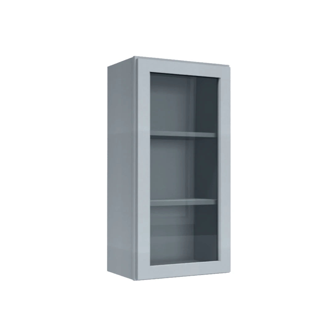 Clearance Gray Shaker Wall Cabinets With Glass - 36" Tall