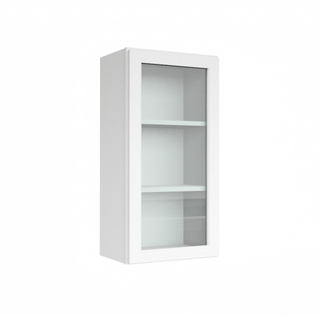 Clearance White Shaker Wall Cabinets With Glass - 36" Tall