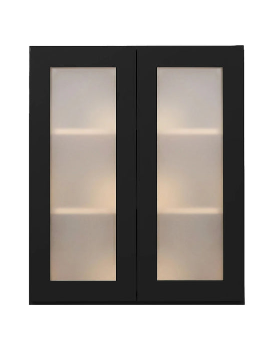Iron Black Shaker Wall Cabinets With Glass - 42" Tall