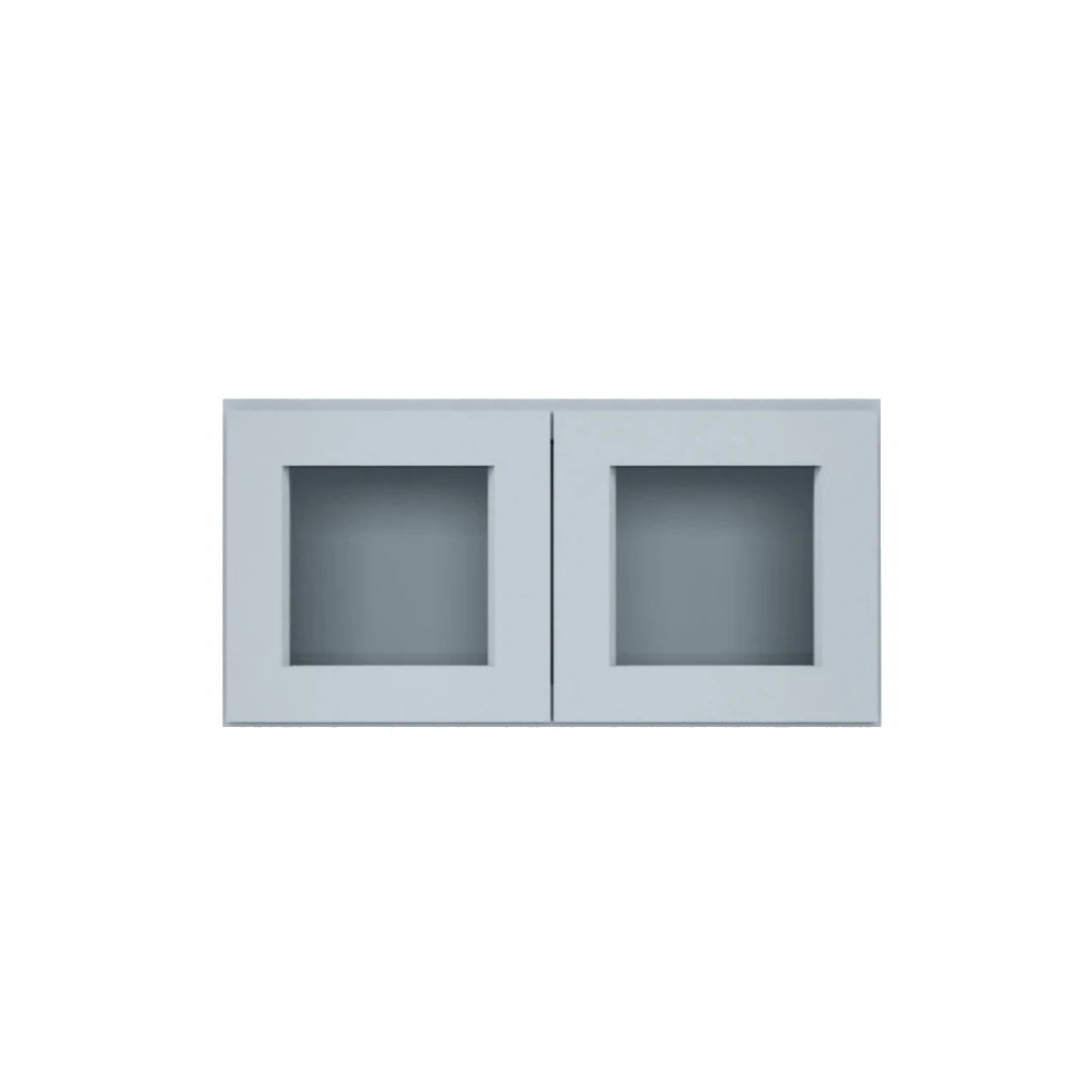 Clearance Gray Shaker Wall Cabinets With Glass Doors - 12" Tall