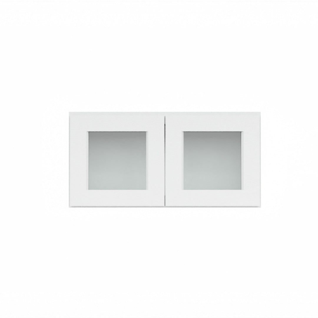 Clearance White Shaker Wall Cabinets With Glass Doors - 12" Tall