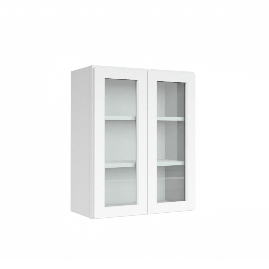 Clearance White Shaker Wall Cabinets With Glass - 30" Tall
