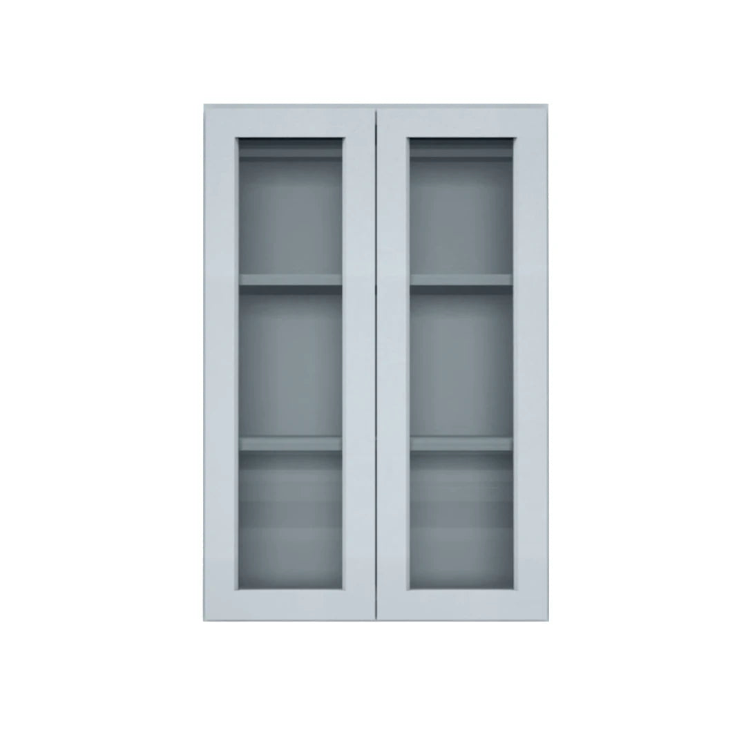 Clearance Gray Shaker Wall Cabinets With Glass - 36" Tall