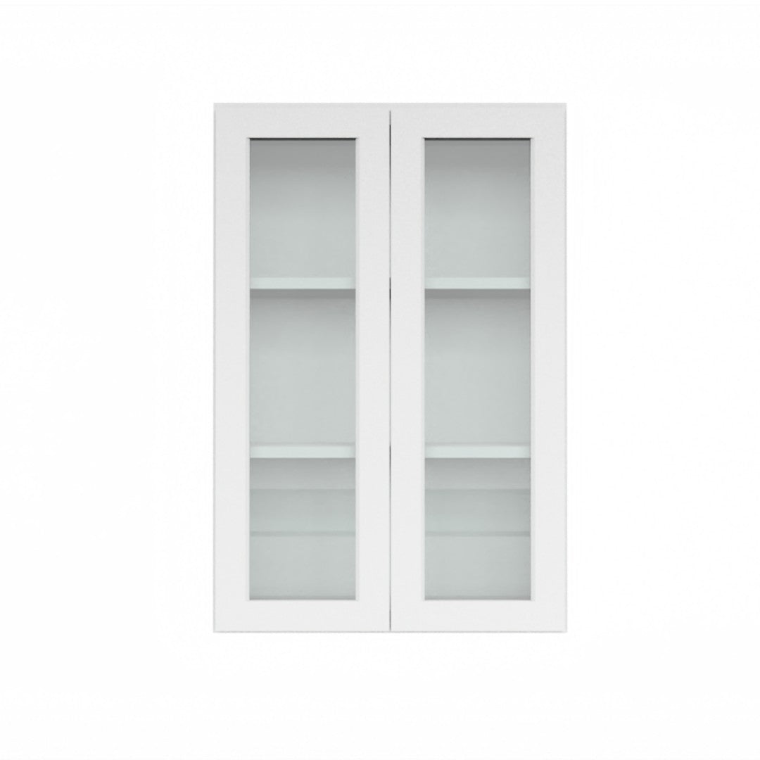 Clearance White Shaker Wall Cabinets With Glass - 36" Tall