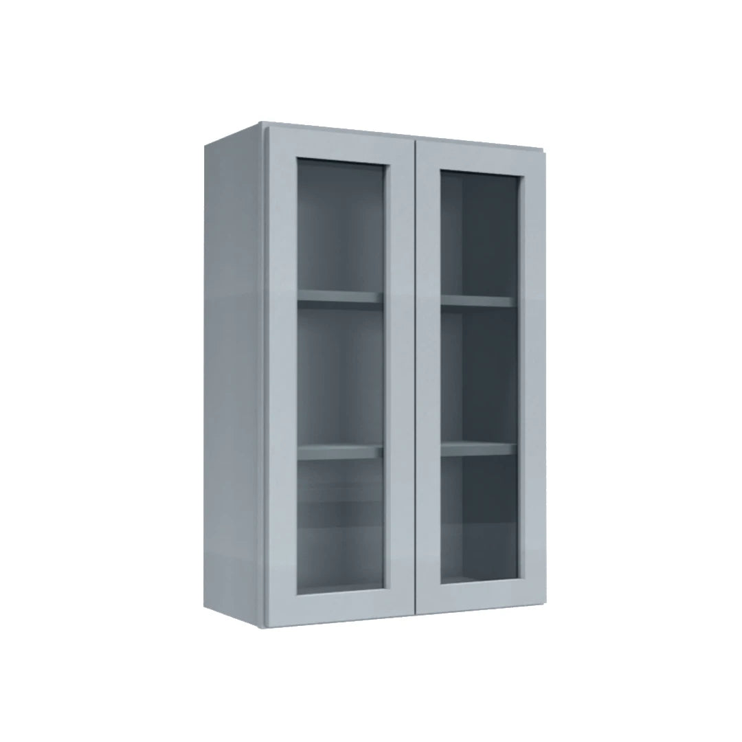 Clearance Gray Shaker Wall Cabinets With Glass - 36" Tall