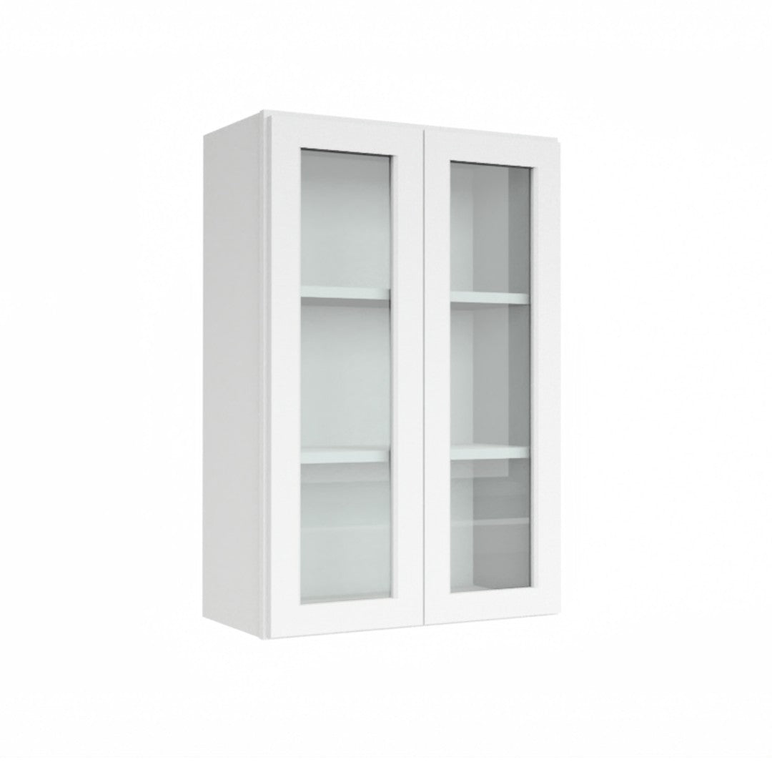 Clearance White Shaker Wall Cabinets With Glass - 36" Tall