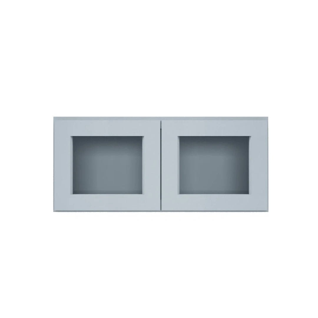 Clearance Gray Shaker Wall Cabinets With Glass Doors - 12" Tall