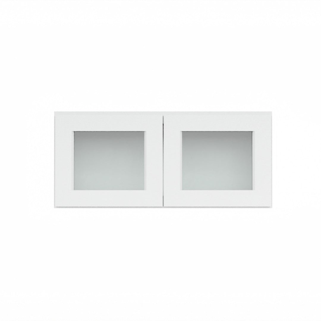 Clearance White Shaker Wall Cabinets With Glass Doors - 12" Tall
