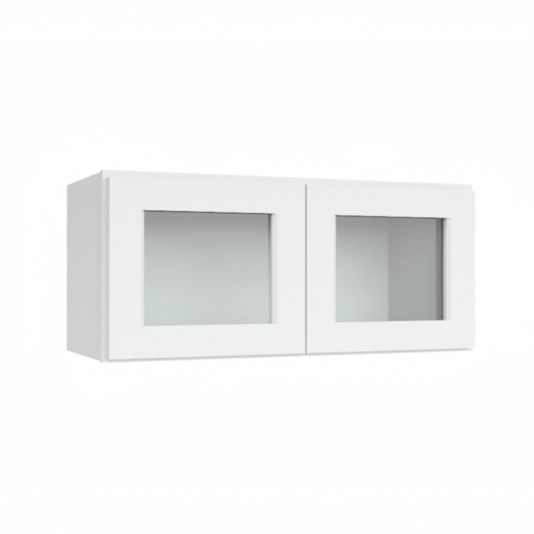 Clearance White Shaker Wall Cabinets With Glass Doors - 12" Tall