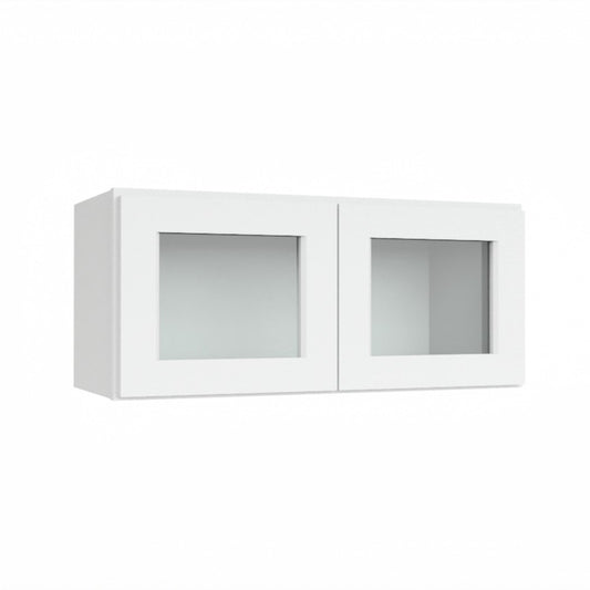 Clearance White Shaker Wall Cabinets With Glass Doors - 12" Tall