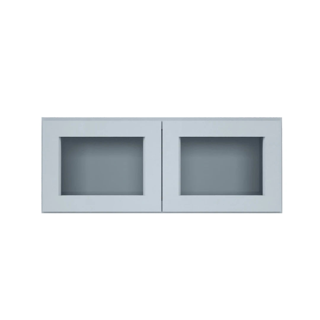 Clearance Gray Shaker Wall Cabinets With Glass Doors - 12" Tall