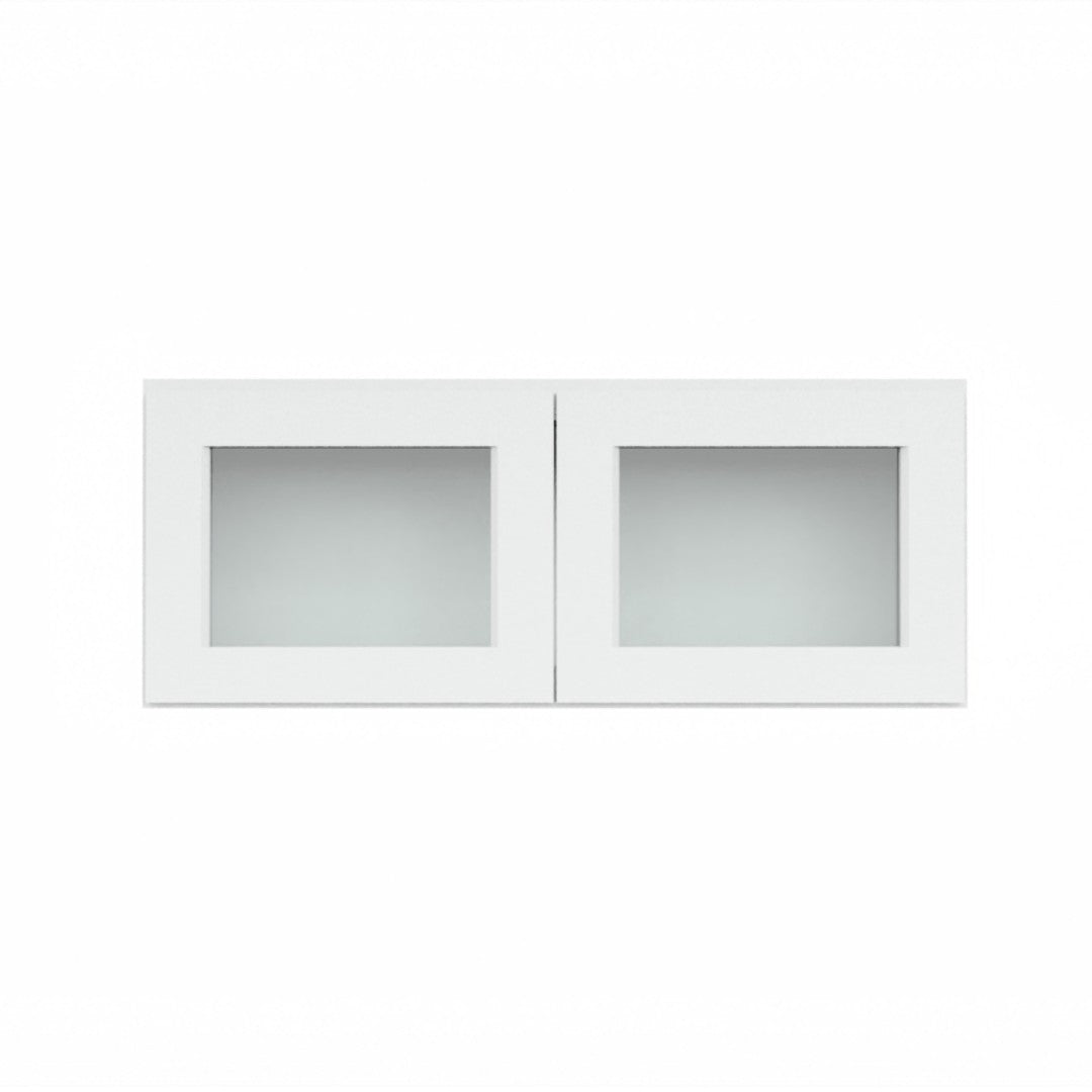 Clearance White Shaker Wall Cabinets With Glass Doors - 12" Tall